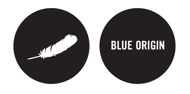 Gobo renderings: Blue Origin feather logo and wordmark